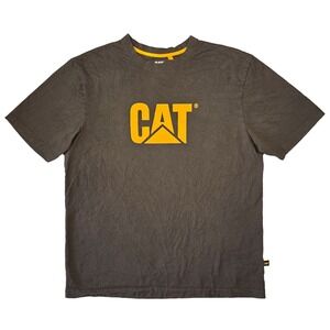 CAT Caterpillar XXL Brown Short Sleeve Logo ‎ Mens Workwear Construction Casual